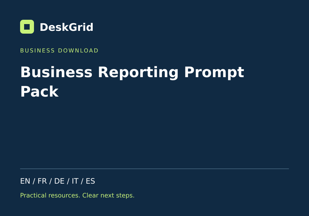 Business Reporting Prompt Pack — DeskGrid digital product cover