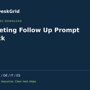 Meeting Follow Up Prompt Pack — DeskGrid digital product cover