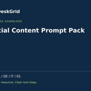 Social Content Prompt Pack — DeskGrid digital product cover