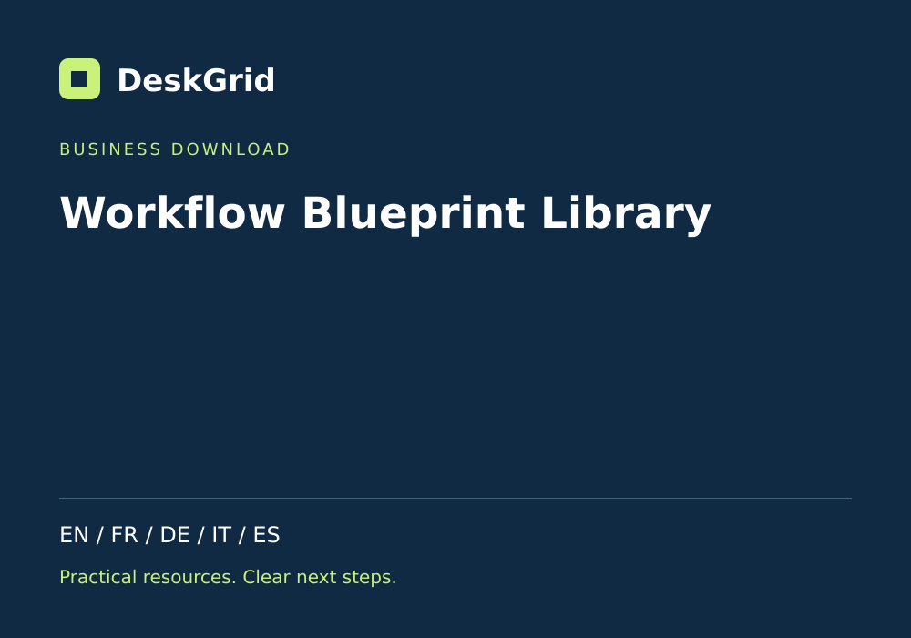 Workflow Blueprint Library — DeskGrid digital product cover